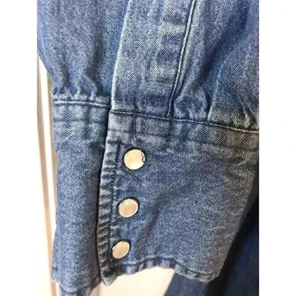 Frontier Western Cowboy Mens XL Blue Denim Pearl Snap Shirt L/S - Picture 3 of 5